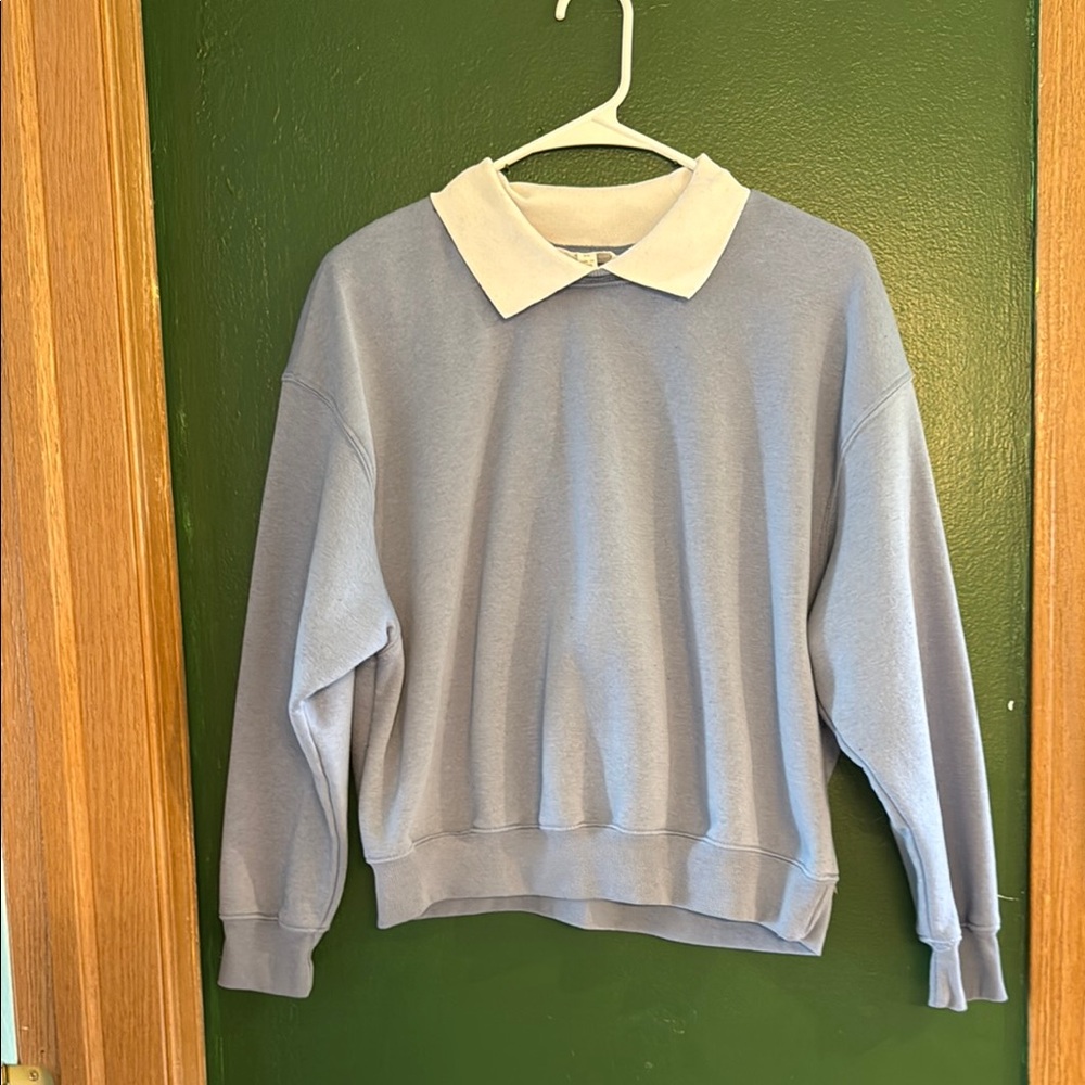 Hippie Rose Blue and White Crewneck Sweater